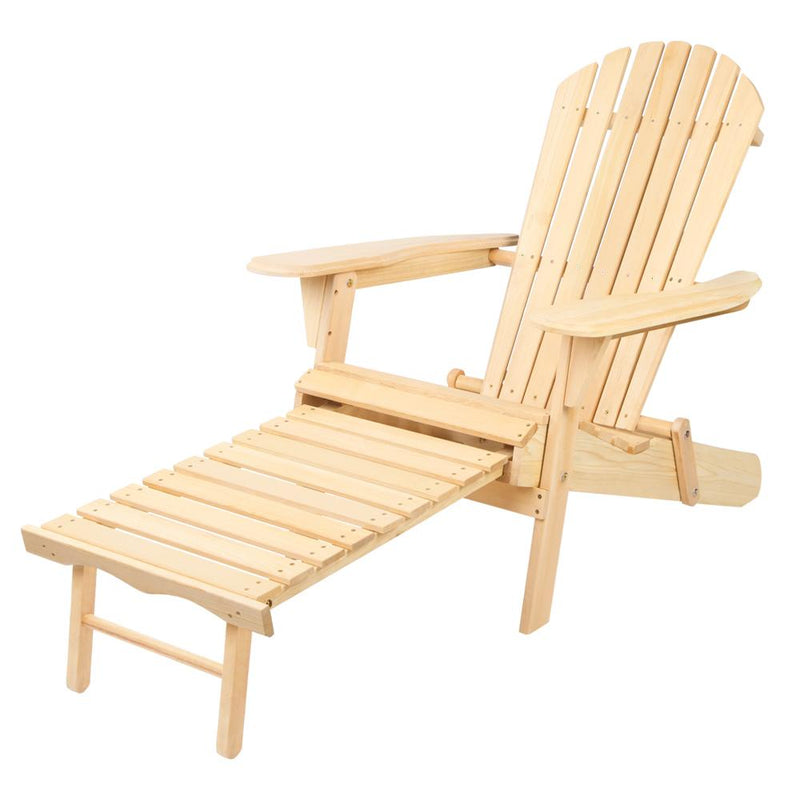 Outdoor Adirondack Chair with Slide Out Footstool - Rivercity House & Home Co. (ABN 18 642 972 209) - Affordable Modern Furniture Australia