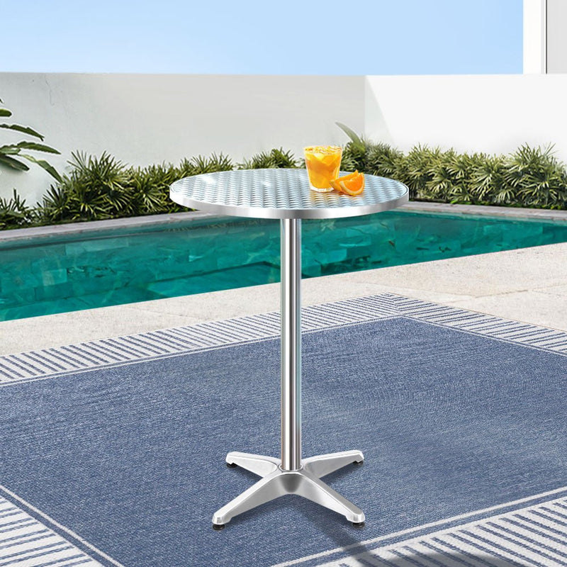 Outdoor Bar Table Adjustable Aluminium Round 70-110cm - Furniture > Outdoor - Rivercity House & Home Co. (ABN 18 642 972 209) - Affordable Modern Furniture Australia