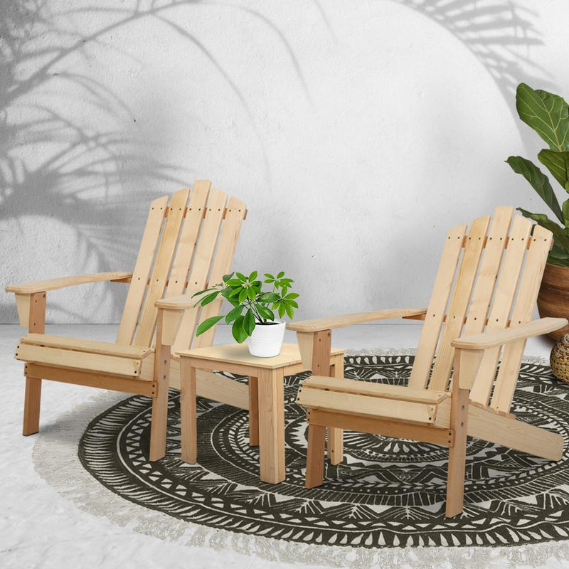 Outdoor Beach Style Lounge Set (Natural Wood) - Brand - Rivercity House And Home Co.