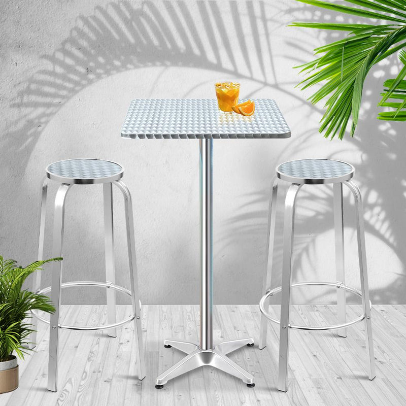 Outdoor Bistro Set Square Bar Table & Stools - Rivercity House & Home Co. (ABN 18 642 972 209) - Affordable Modern Furniture Australia
