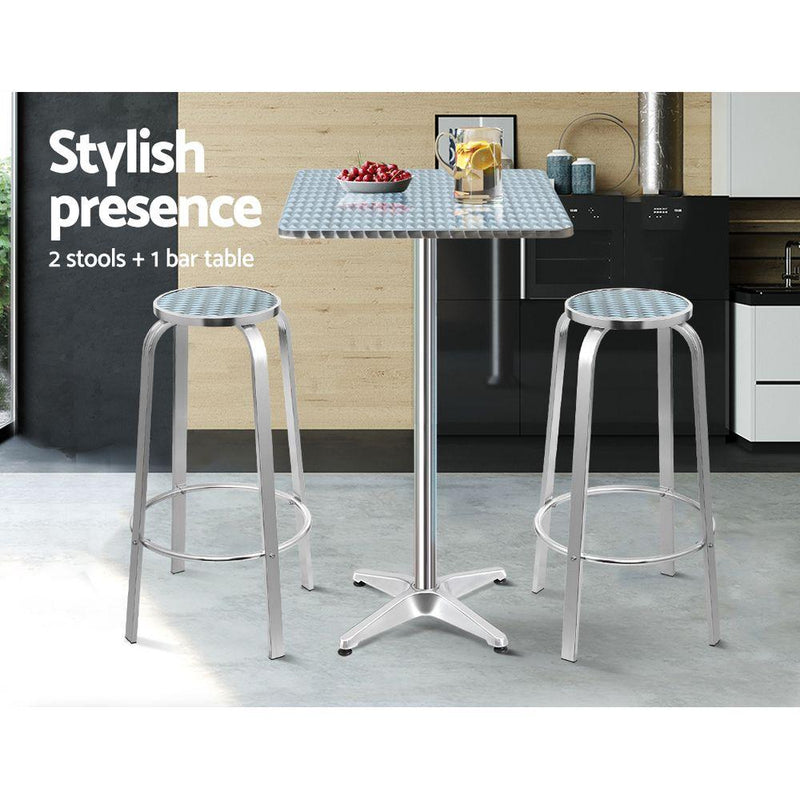 Outdoor Bistro Set Square Bar Table & Stools - Rivercity House & Home Co. (ABN 18 642 972 209) - Affordable Modern Furniture Australia