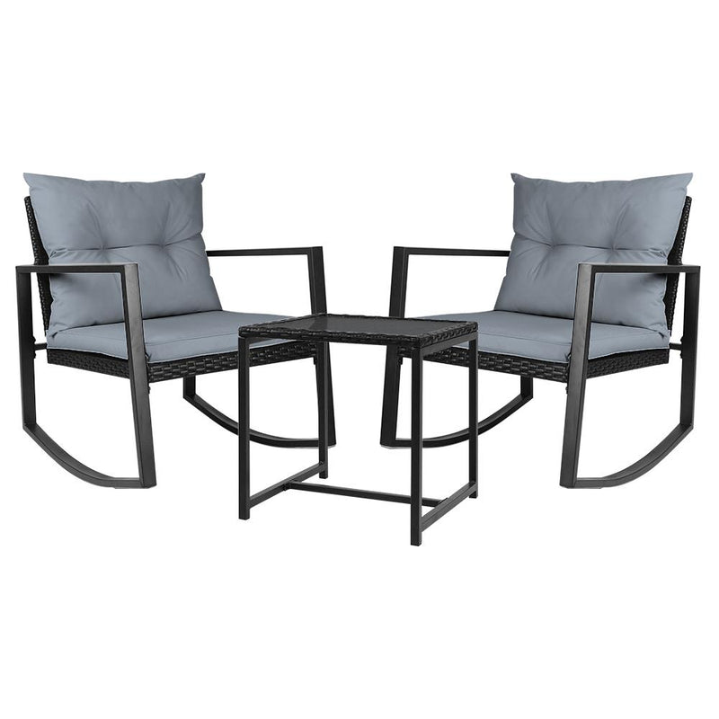 Outdoor Chair Rocking Set - Black - Furniture - Rivercity House & Home Co. (ABN 18 642 972 209) - Affordable Modern Furniture Australia