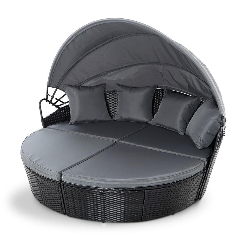 Outdoor Daybed Sun Lounge Set - Black - Furniture - Rivercity House & Home Co. (ABN 18 642 972 209) - Affordable Modern Furniture Australia