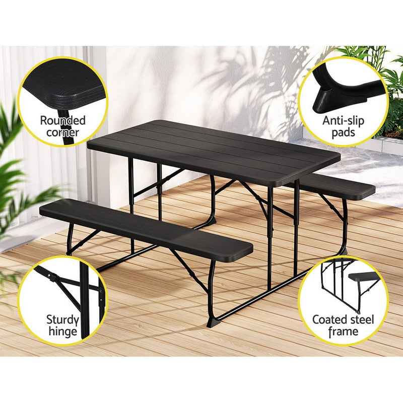 Outdoor Foldable Picnic Bench Dining Set - Furniture > Outdoor - Rivercity House & Home Co. (ABN 18 642 972 209) - Affordable Modern Furniture Australia