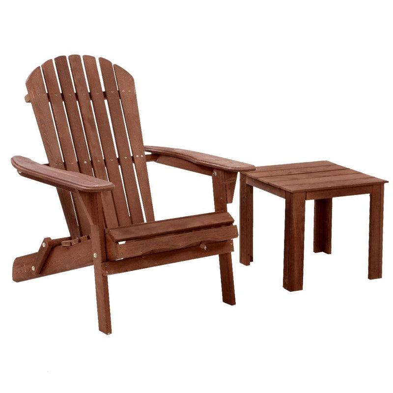 Outdoor Folding Beach Camping Chairs Table Set Wooden Adirondack Lounge - Rivercity House & Home Co. (ABN 18 642 972 209) - Affordable Modern Furniture Australia