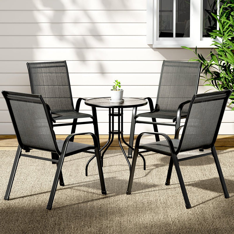5 Piece Stackable Bistro Set - Furniture > Outdoor - Rivercity House & Home Co. (ABN 18 642 972 209) - Affordable Modern Furniture Australia