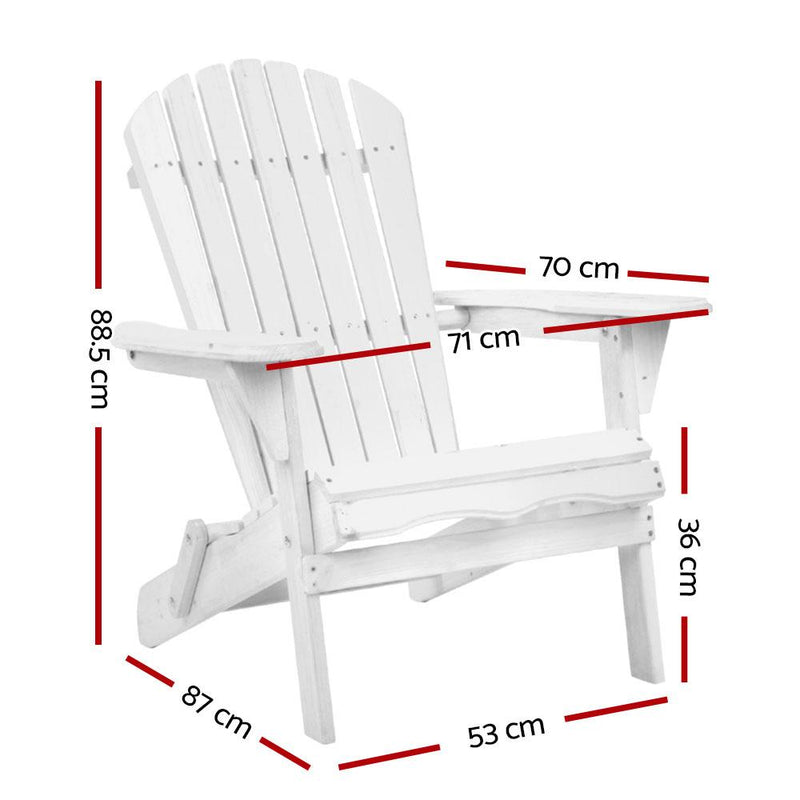 Outdoor Adirondack Style Chair (White) - Rivercity House & Home Co. (ABN 18 642 972 209) - Affordable Modern Furniture Australia
