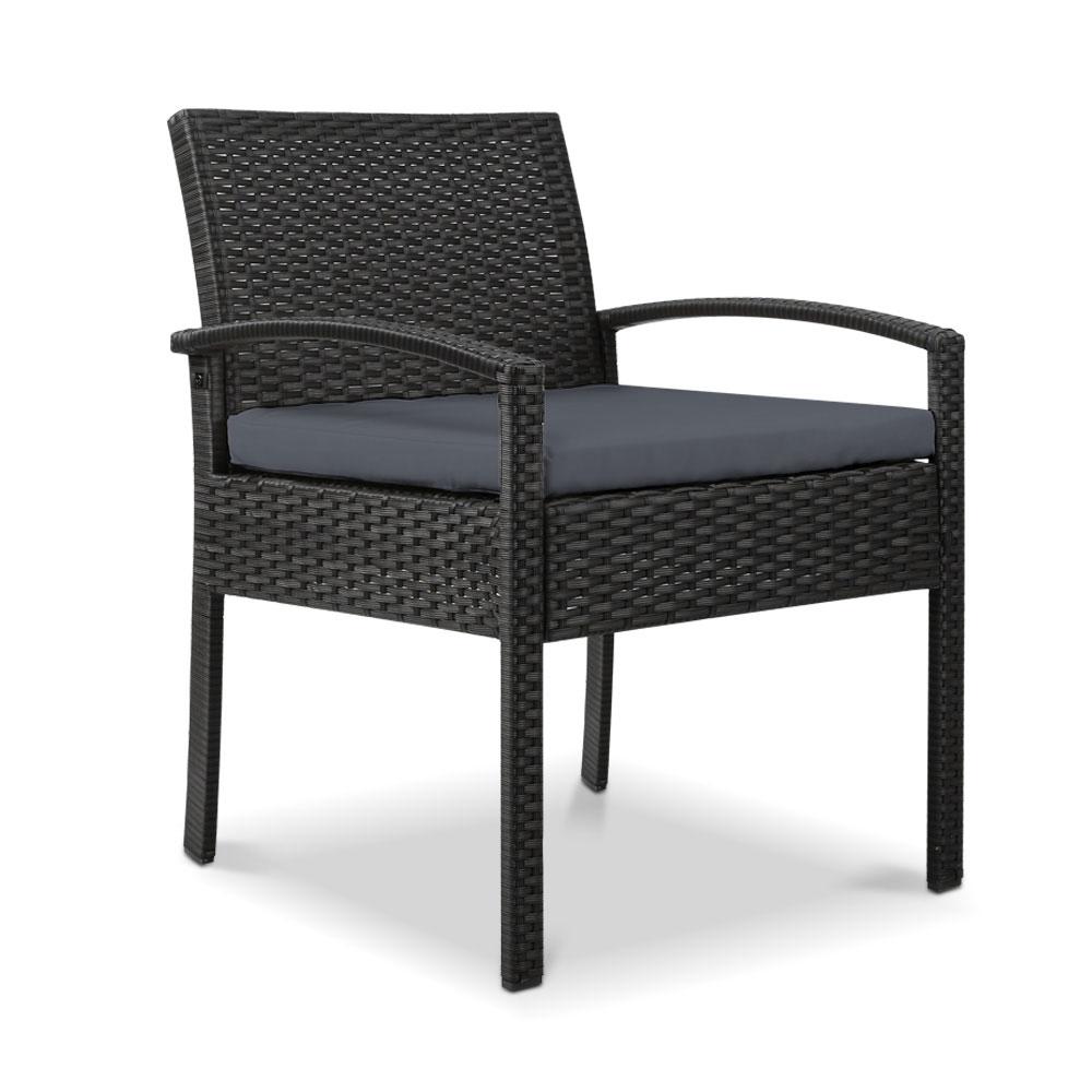 Outdoor Furniture Bistro Wicker Chair (Black) - Furniture - Rivercity House & Home Co. (ABN 18 642 972 209) - Affordable Modern Furniture Australia