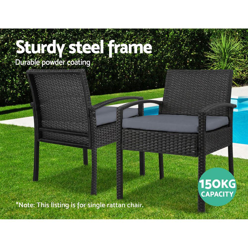 Outdoor Furniture Bistro Wicker Chair (Black) - Furniture - Rivercity House And Home Co.