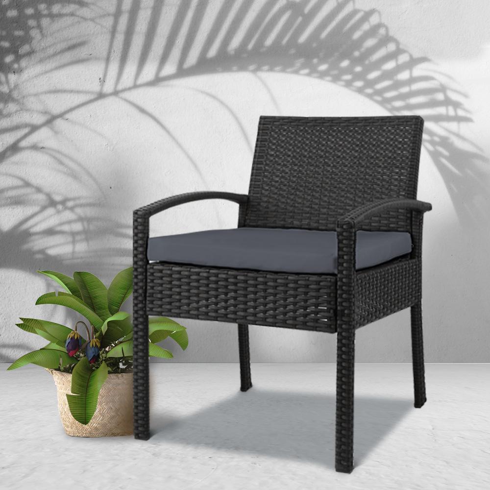 Outdoor Furniture Bistro Wicker Chair (Black) - Furniture - Rivercity House & Home Co. (ABN 18 642 972 209) - Affordable Modern Furniture Australia