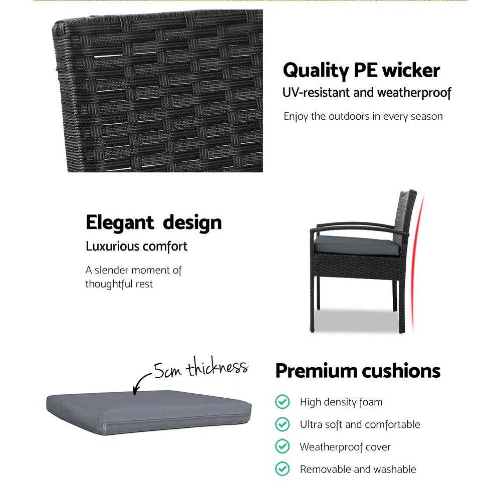 Outdoor Furniture Bistro Wicker Chair (Black) - Furniture - Rivercity House & Home Co. (ABN 18 642 972 209) - Affordable Modern Furniture Australia