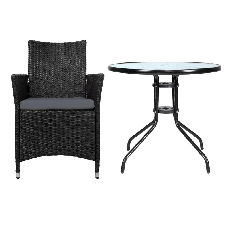 Outdoor Furniture Dining Chair Table Bistro Set Wicker - Rivercity House & Home Co. (ABN 18 642 972 209) - Affordable Modern Furniture Australia
