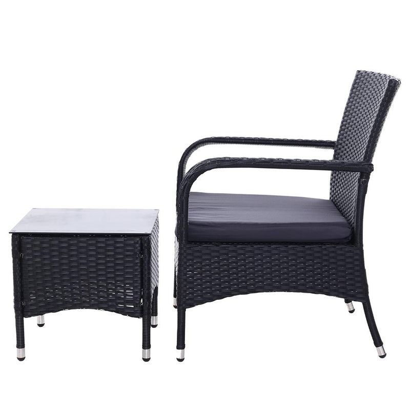 Outdoor Furniture Patio Set Wicker Outdoor Conversation Set Chairs Table 3PCS - Furniture > Outdoor - Rivercity House And Home Co.