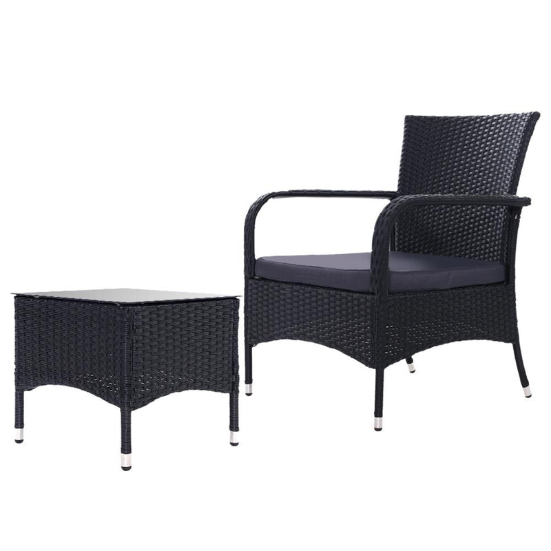 Outdoor Furniture Patio Set Wicker Outdoor Conversation Set Chairs Table 3PCS - Rivercity House & Home Co. (ABN 18 642 972 209) - Affordable Modern Furniture Australia