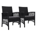 Outdoor Furniture Set of 2 Dining Chairs Wicker- Black