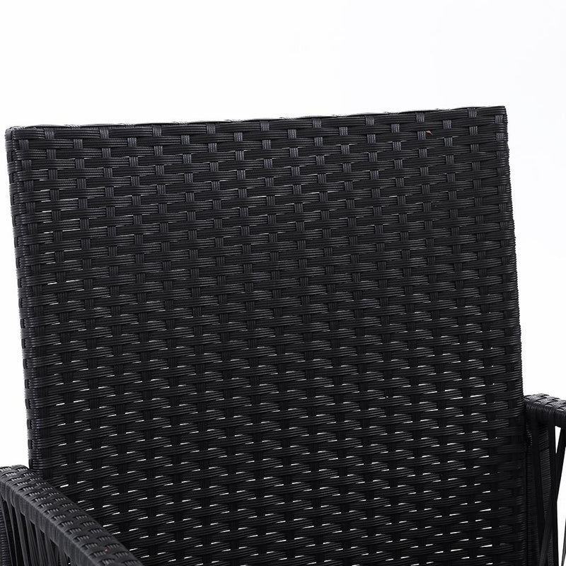 Outdoor Furniture Set of 2 Dining Chairs Wicker- Black - Furniture > Outdoor - Rivercity House And Home Co.