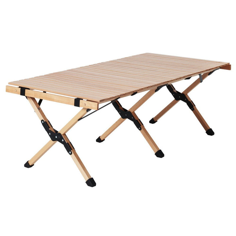 Outdoor Furniture Wooden Egg Roll Picnic Table Camping Desk 120CM - Furniture > Outdoor - Rivercity House & Home Co. (ABN 18 642 972 209) - Affordable Modern Furniture Australia