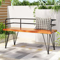 Outdoor Patio Garden Bench Black & Teak