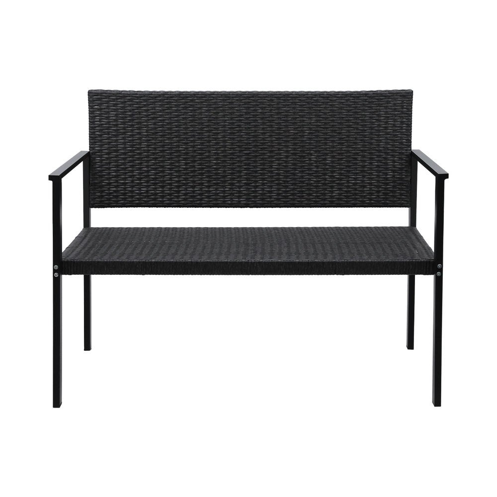 Outdoor Garden Bench Seat Rattan Chair Steel Patio Furniture Park Grey - Furniture > Outdoor - Rivercity House & Home Co. (ABN 18 642 972 209) - Affordable Modern Furniture Australia