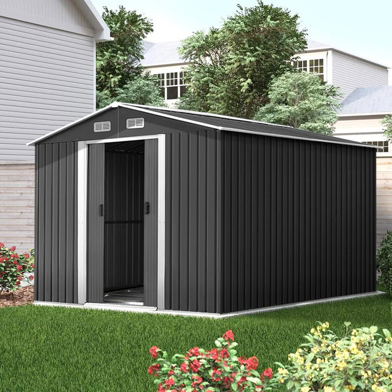Outdoor Garden Shed 2.6 x 3.89 x 2.02M with Base - Rivercity House & Home Co. (ABN 18 642 972 209) - Affordable Modern Furniture Australia