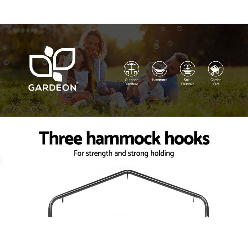 Outdoor Hammock Chair with Stand Cotton Swing Relax Hanging 124CM Grey - Furniture > Outdoor - Rivercity House & Home Co. (ABN 18 642 972 209) - Affordable Modern Furniture Australia