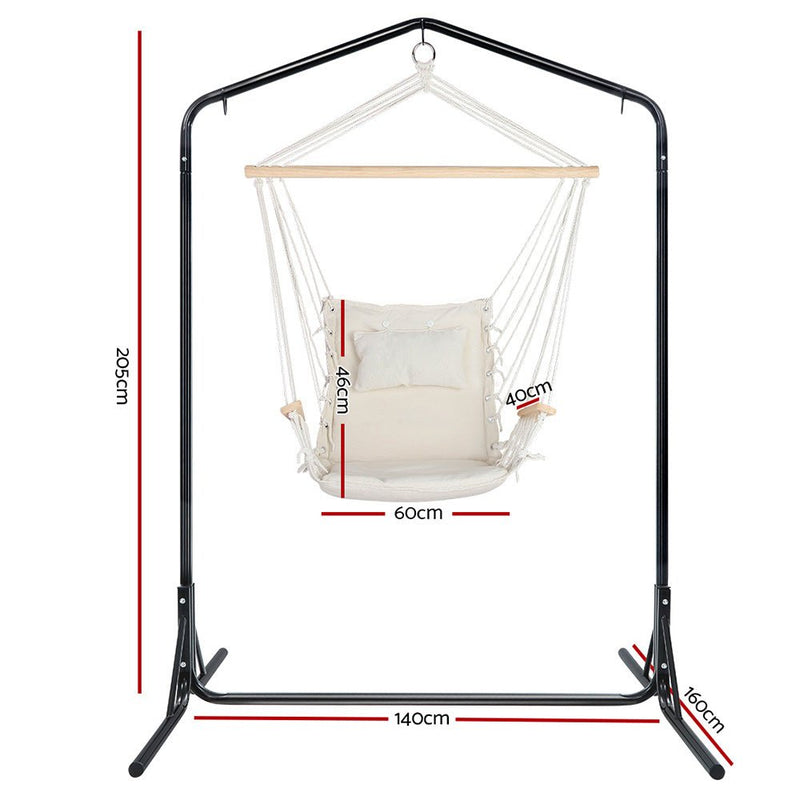 Outdoor Hammock Chair with Stand - Cream - Furniture > Outdoor - Rivercity House & Home Co. (ABN 18 642 972 209) - Affordable Modern Furniture Australia