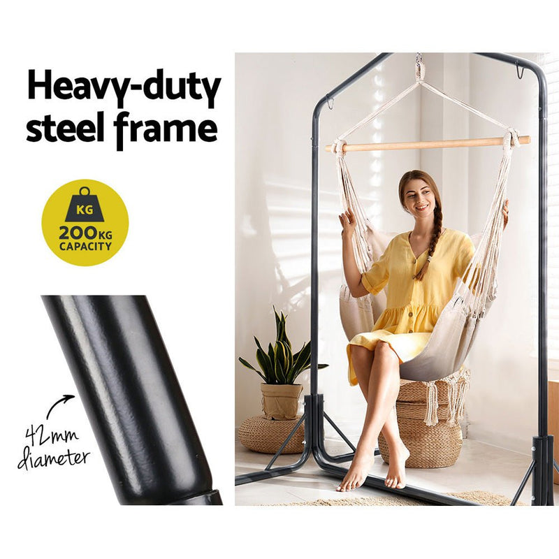 Outdoor Hammock Chair with Stand - Cream - Furniture > Outdoor - Rivercity House & Home Co. (ABN 18 642 972 209) - Affordable Modern Furniture Australia