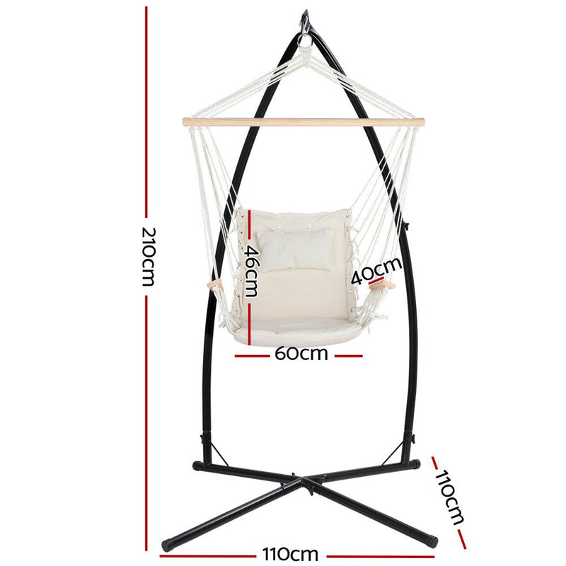 Outdoor Hammock Chair with Steel Stand - Beach Cream - Furniture > Outdoor - Rivercity House & Home Co. (ABN 18 642 972 209) - Affordable Modern Furniture Australia