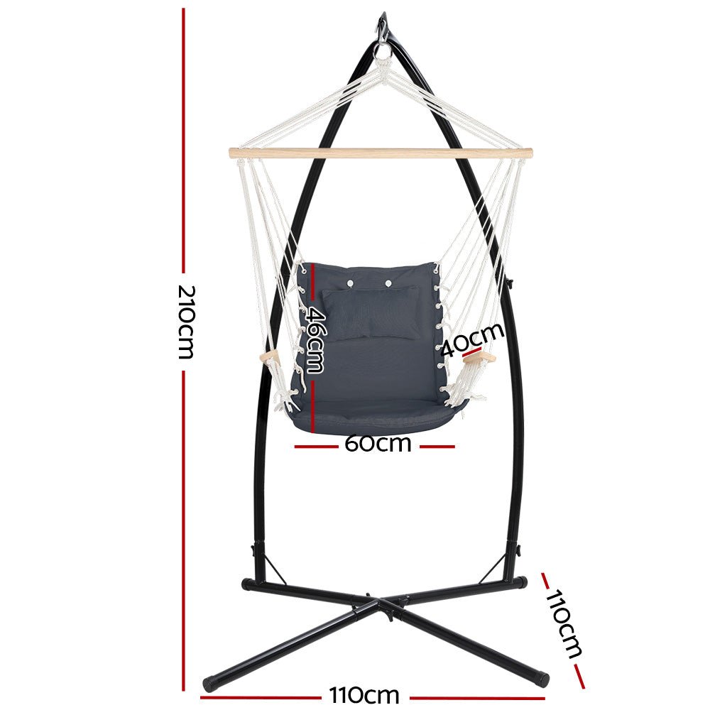 Outdoor Hammock Chair with Steel Stand - Beach Grey - Furniture > Outdoor - Rivercity House & Home Co. (ABN 18 642 972 209) - Affordable Modern Furniture Australia