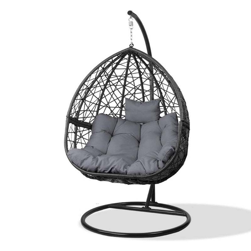 Outdoor Hanging Swing Chair - Black - Rivercity House & Home Co. (ABN 18 642 972 209) - Affordable Modern Furniture Australia