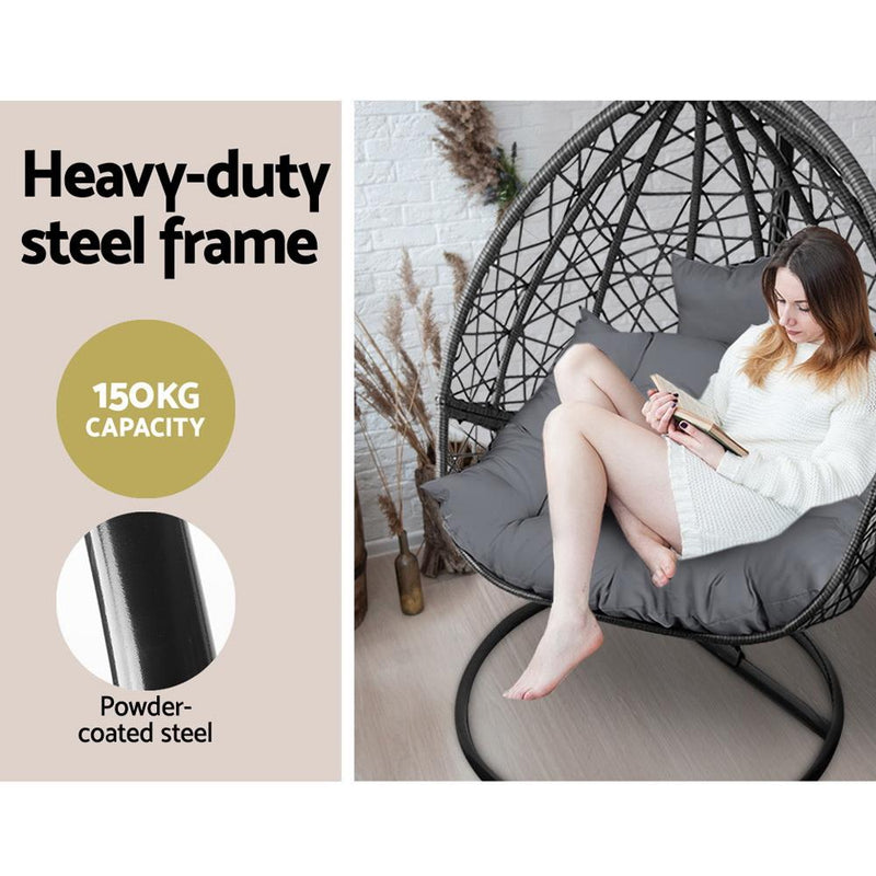 Outdoor Hanging Swing Chair - Black - Rivercity House & Home Co. (ABN 18 642 972 209) - Affordable Modern Furniture Australia