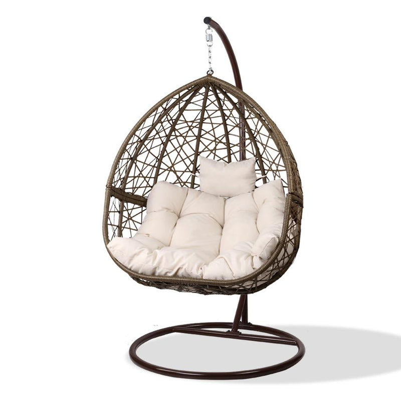 Outdoor Hanging Wicker Egg Chair - Brown - Rivercity House & Home Co. (ABN 18 642 972 209) - Affordable Modern Furniture Australia