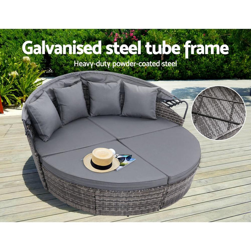 Outdoor Daybed Sun Lounge Set - Grey - Rivercity House & Home Co. (ABN 18 642 972 209) - Affordable Modern Furniture Australia