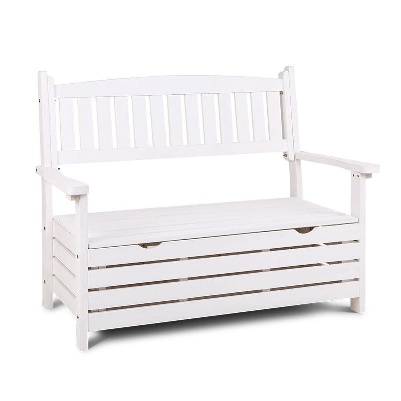 Outdoor Outdoor Storage Bench Box Wooden Garden Chair 2 Seat Timber Furniture White - Rivercity House & Home Co. (ABN 18 642 972 209) - Affordable Modern Furniture Australia