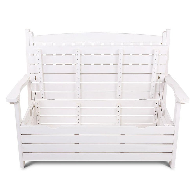 Outdoor Outdoor Storage Bench Box Wooden Garden Chair 2 Seat Timber Furniture White - Rivercity House & Home Co. (ABN 18 642 972 209) - Affordable Modern Furniture Australia