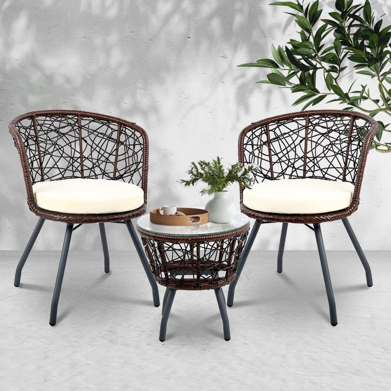Outdoor Patio Table & Chairs - Brown - Rivercity House & Home Co. (ABN 18 642 972 209) - Affordable Modern Furniture Australia