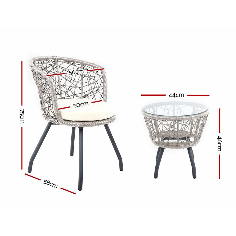 Outdoor Patio Table & Chairs - Grey & Beige - Rivercity House & Home Co. (ABN 18 642 972 209) - Affordable Modern Furniture Australia
