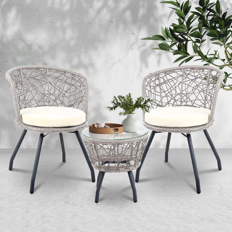 Outdoor Patio Table & Chairs - Grey & Beige - Rivercity House & Home Co. (ABN 18 642 972 209) - Affordable Modern Furniture Australia