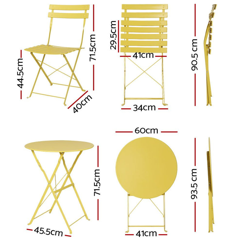 Outdoor Setting Bistro Set Table and Chairs Folding Patio Furniture - Furniture > Outdoor - Rivercity House & Home Co. (ABN 18 642 972 209) - Affordable Modern Furniture Australia