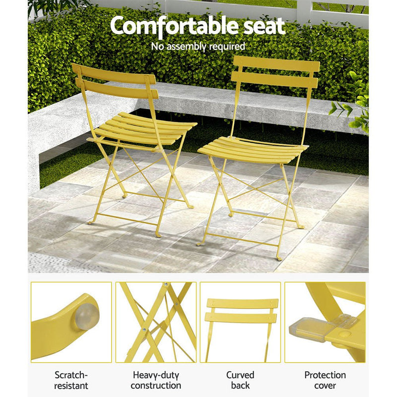 Outdoor Setting Bistro Set Table and Chairs Folding Patio Furniture - Furniture > Outdoor - Rivercity House & Home Co. (ABN 18 642 972 209) - Affordable Modern Furniture Australia