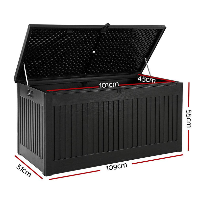 Outdoor Storage Box Container Garden Toy Indoor Tool Chest Sheds 270L Black - Rivercity House & Home Co. (ABN 18 642 972 209) - Affordable Modern Furniture Australia