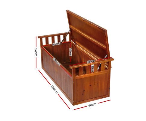 Outdoor Storage Box Wooden Garden Bench 128.5cm Chest Tool Toy Sheds XL - Rivercity House & Home Co. (ABN 18 642 972 209) - Affordable Modern Furniture Australia
