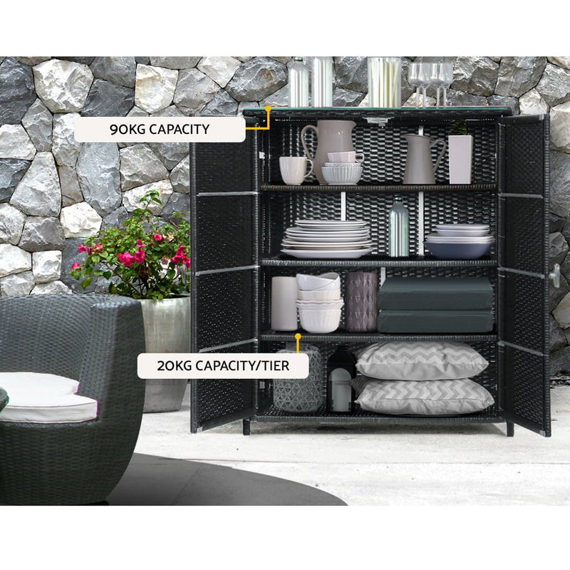 Outdoor Wicker Storage Cabinet Black - Home & Garden > Storage - Rivercity House & Home Co. (ABN 18 642 972 209) - Affordable Modern Furniture Australia
