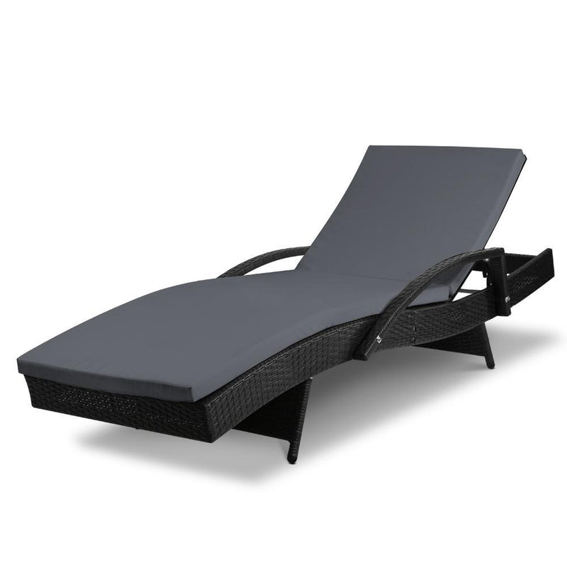 Outdoor Sun Lounge - Black - Rivercity House & Home Co. (ABN 18 642 972 209) - Affordable Modern Furniture Australia