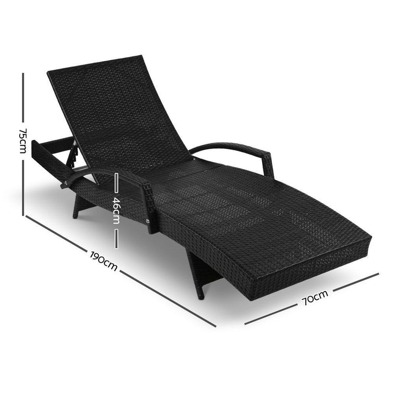Outdoor Sun Lounge - Black - Rivercity House & Home Co. (ABN 18 642 972 209) - Affordable Modern Furniture Australia