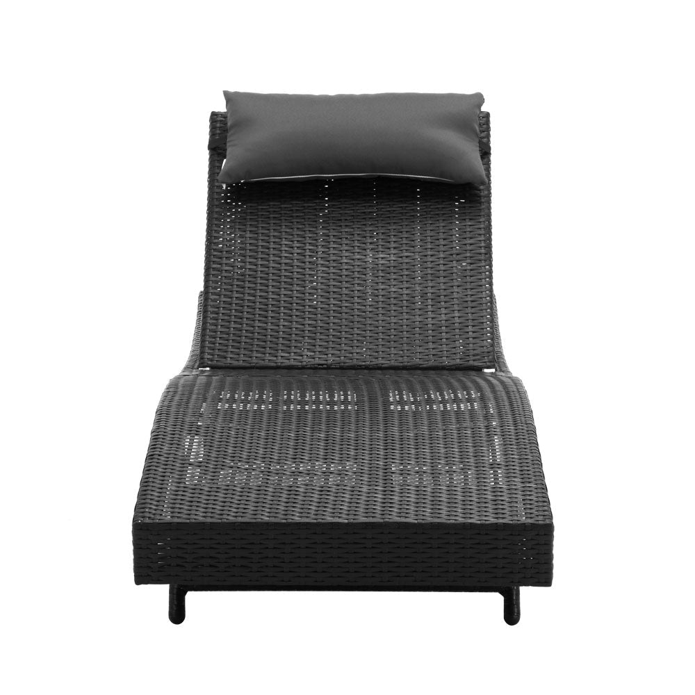 Outdoor Sun Lounge Setting Wicker Black - Rivercity House & Home Co. (ABN 18 642 972 209) - Affordable Modern Furniture Australia