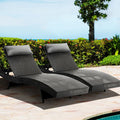 Outdoor Sun Lounge Setting Wicker Black