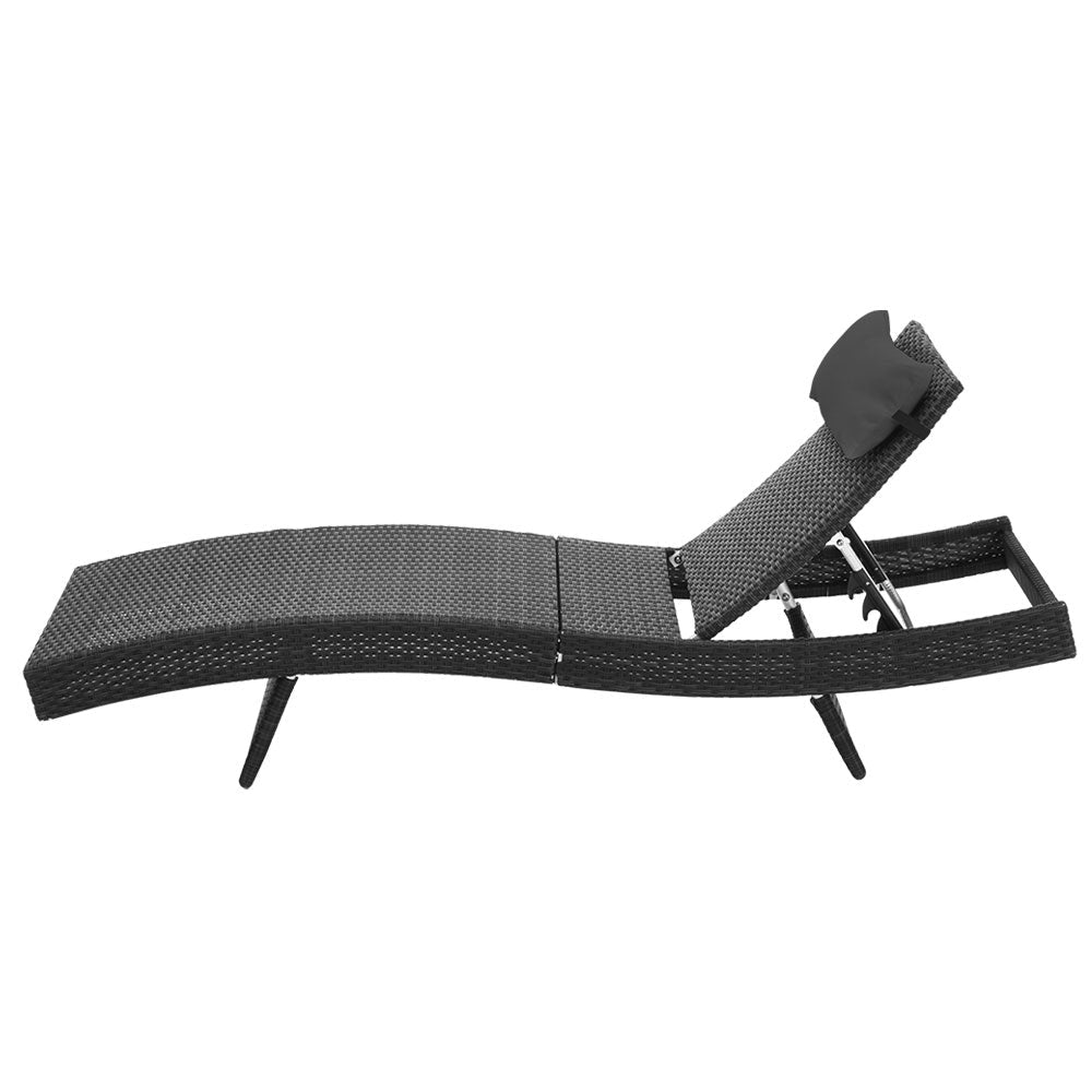 Outdoor Sun Lounge Setting Wicker Black - Rivercity House & Home Co. (ABN 18 642 972 209) - Affordable Modern Furniture Australia