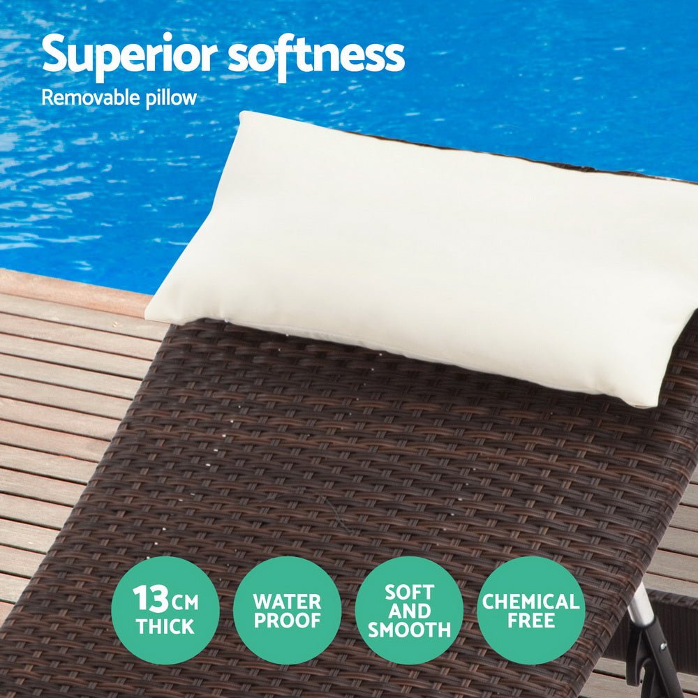 Outdoor Sun Lounge Setting Wicker Brown - Rivercity House & Home Co. (ABN 18 642 972 209) - Affordable Modern Furniture Australia