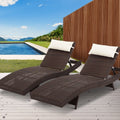 Outdoor Sun Lounge Setting Wicker Brown